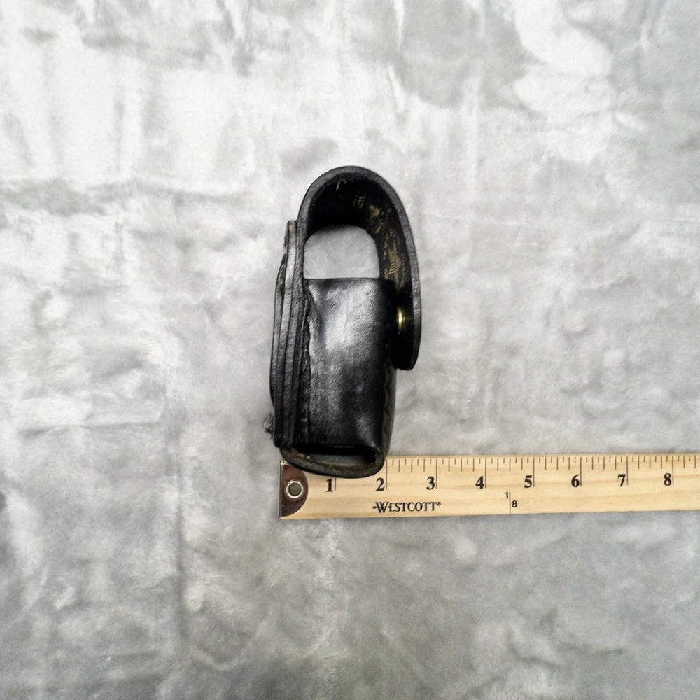 Boston Leather 5527 Black Basketweave Flashlight Mace Duty Belt Holster 5